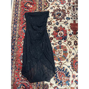 Izzy & Jae Strapless Black Glitter Sequin Party Cocktail Dress Small USA